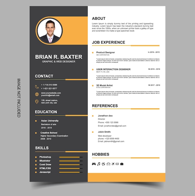 Vector free psd clean and modern resume portfolio or cv template