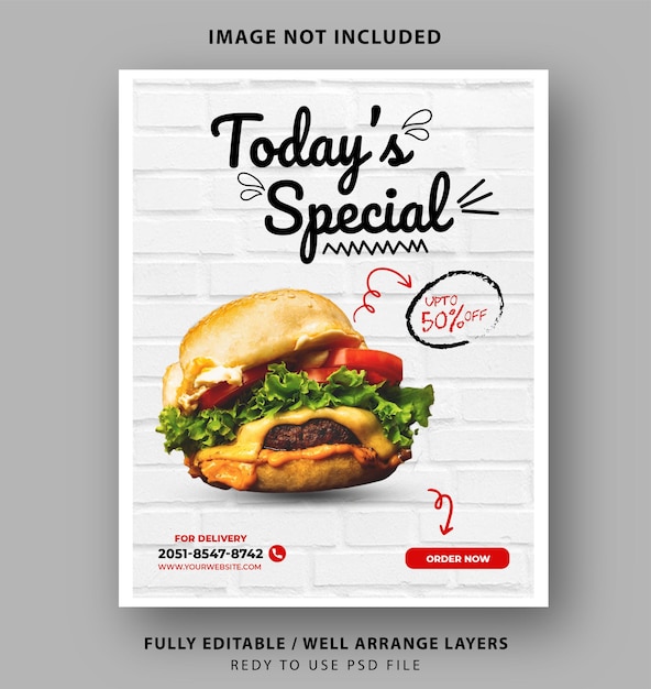 Vector free psd food social media promotion and instagram banner post design template