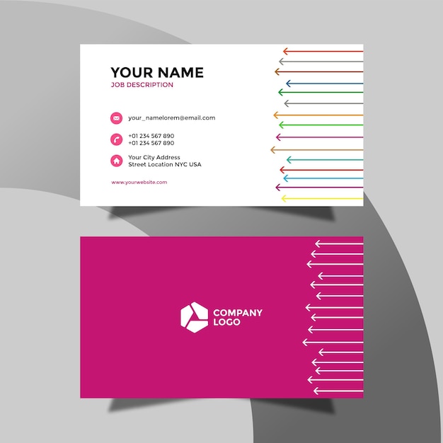 Free PSD pink theme modern and professional business card template