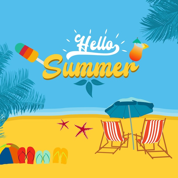 Free psd social media feed hello summer