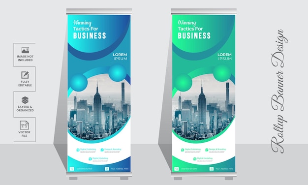 Vector free roll up banner stand template design vector illustration business flyer