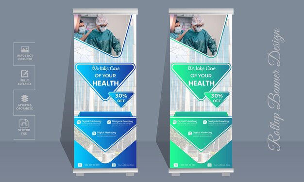 Free roll up banner stand template design vector illustration