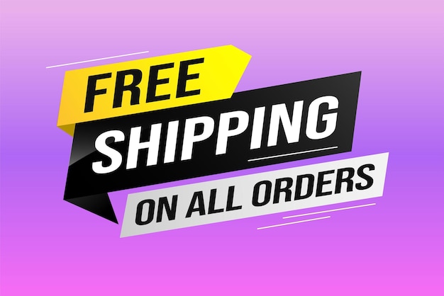 Vector free shipping all orders tag banner design template for marketing special offer promotion or r