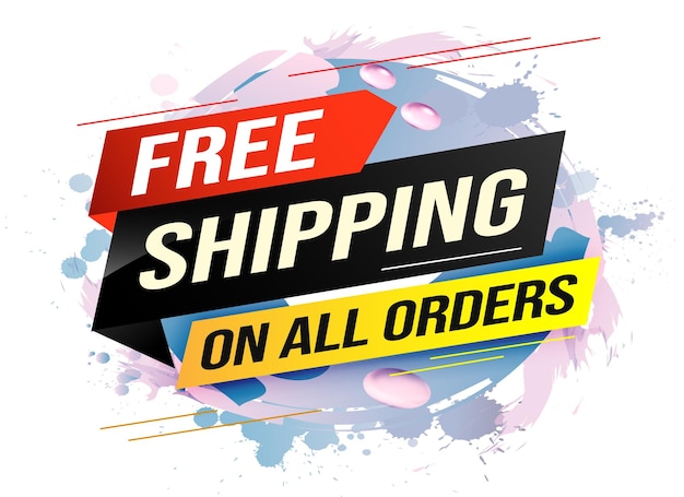 Vector free shipping all orders tag banner design template for store marketing background modern graphic