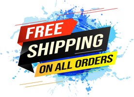 Vector free shipping all orders tag banner design template for store marketing background modern graphic