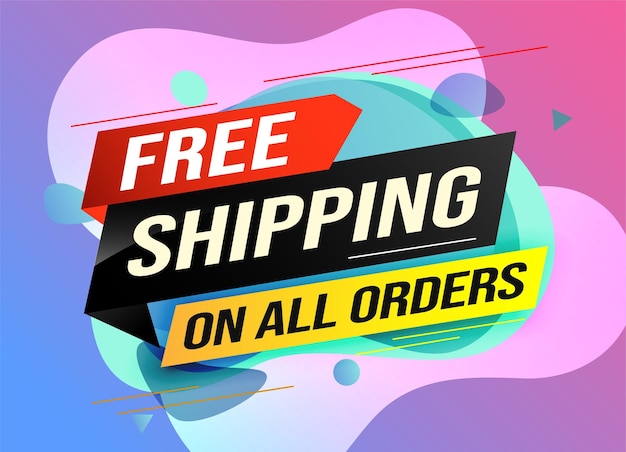 Vector free shipping all orders tag banner design template for store marketing background modern graphic