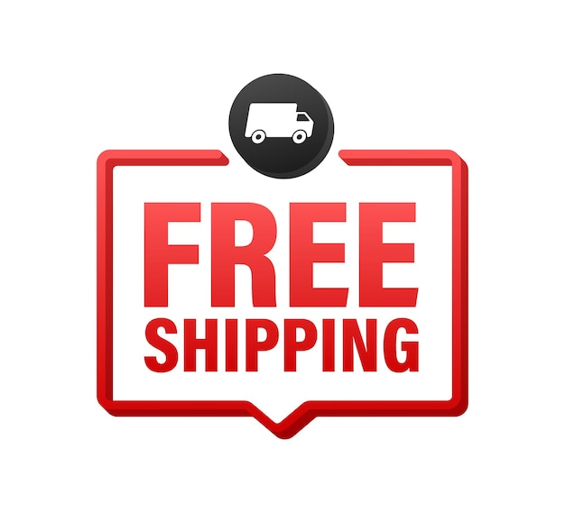 Free shipping. badge with truck. vector stock illustrtaion.