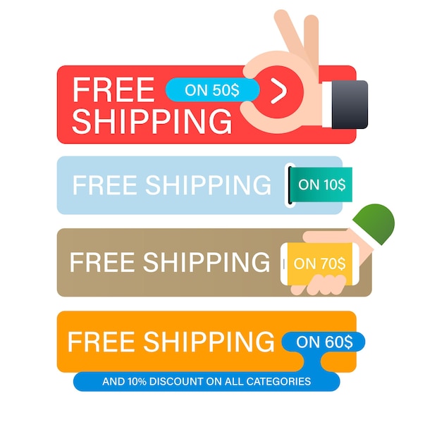 Free shipping banners set. banner design template for marketing.