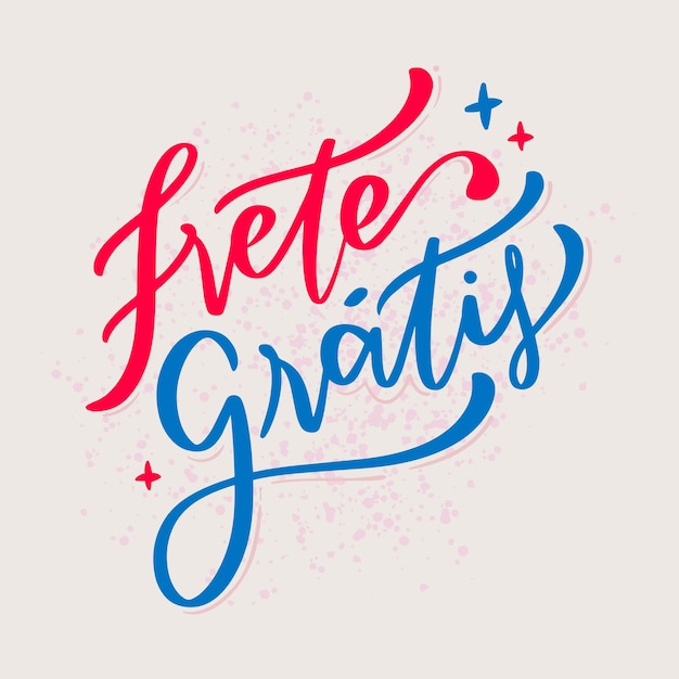 Free Shipping in brazilian portuguese. Modern hand Lettering. vector.