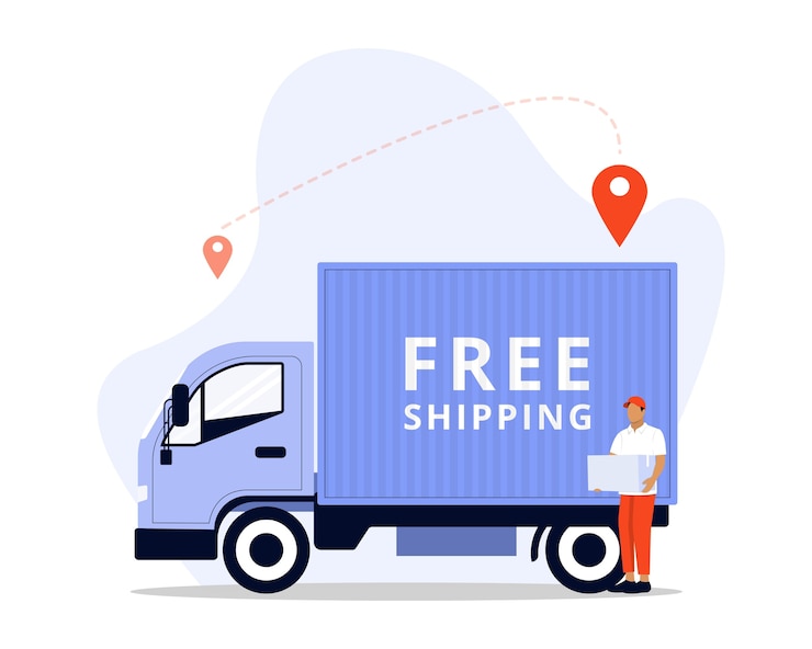Vector free shipping concept illustration