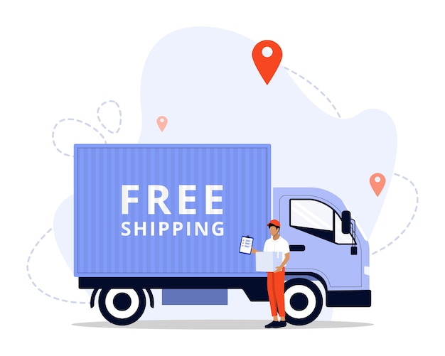 Vector free shipping concept illustration