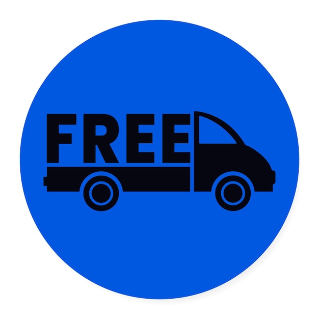 Free shipping delivery van in yellow blue with shadow vector icon