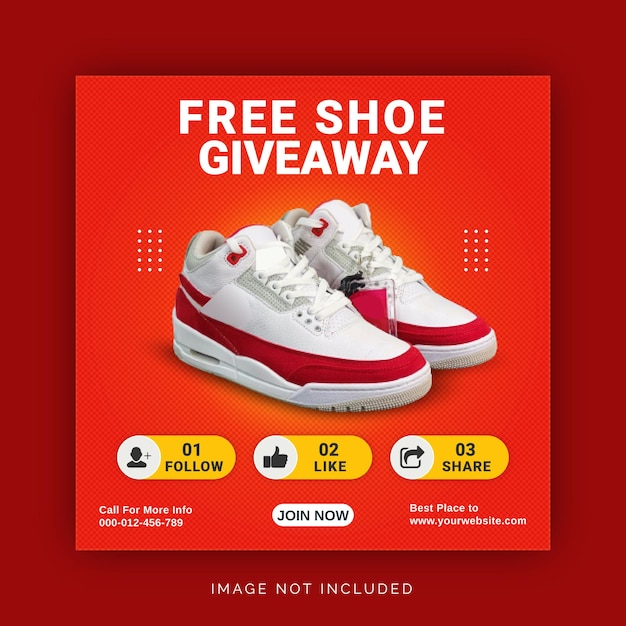 Vector free shoe giveaway instagram post banner social media post template