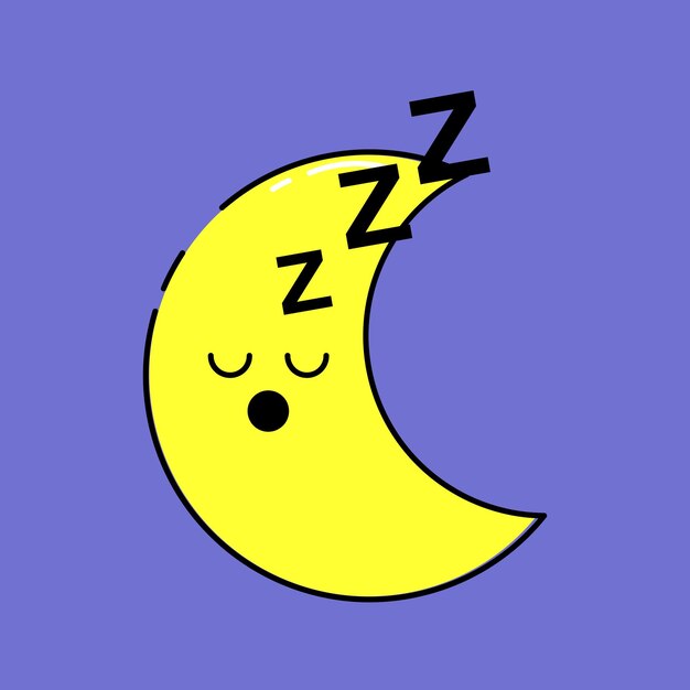 Vector free sleep moon vector flat weather set with cute hand drawn collection illustration kawaii