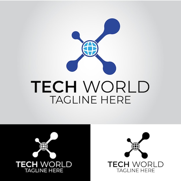 무료 기술 세계 로고 디자인