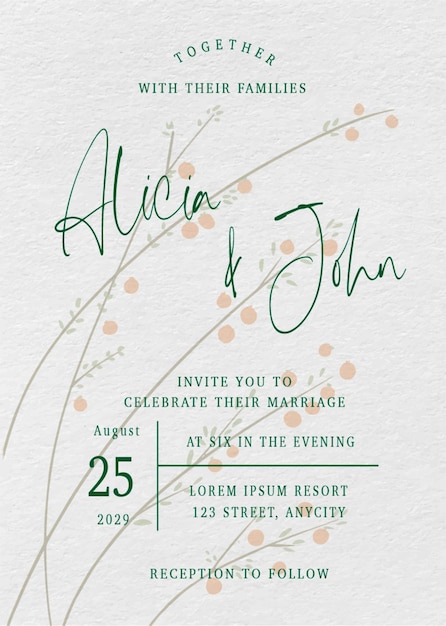 Vector free template wedding card invitation minimalist