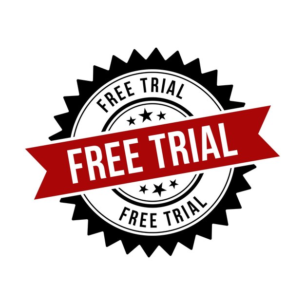 Vector free trial stampfree trial round sign with ribbon