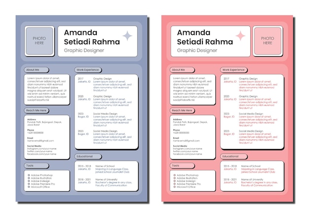 Modello cv o cv bicolore gratuito