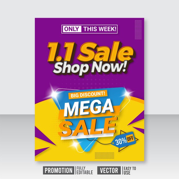 Free vector 11 shopping day flash sale banner poster template design