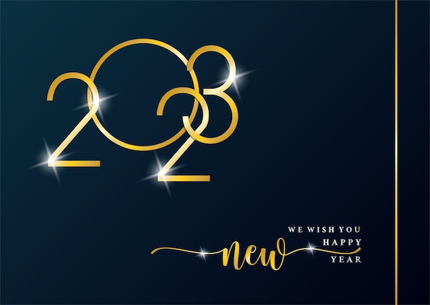 Free vector 2023 gold on black background for happy new year preparation merry christmas