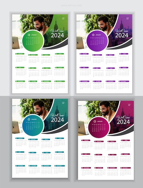 Vector free vector 2024 new year calendar template design