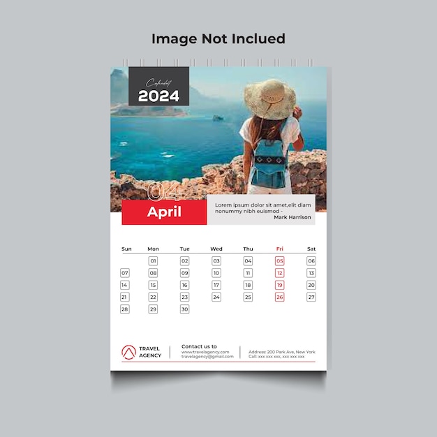 Vector free vector 2024 wall calendar design print template