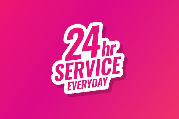 Free vector 24 hour everyday service sticker design