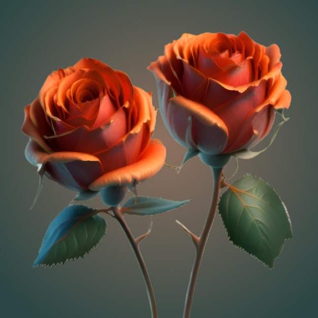 Бесплатный вектор 3d красивая красная роза ай сгенерирована