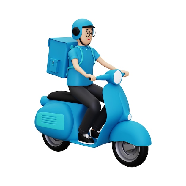 Free vector 3d deliveryman going to deliver parcel