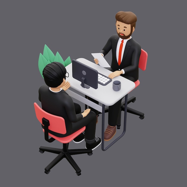 Free vector 3d job interview illustration