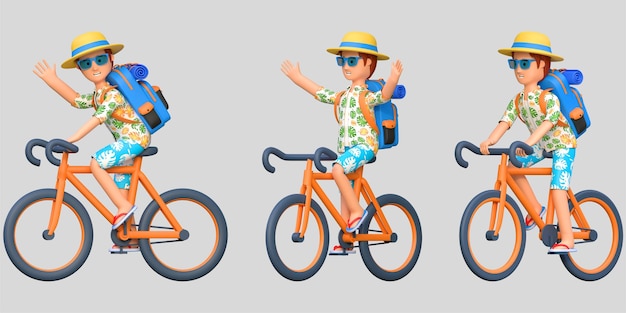 free vector 3d young man riding bicycle