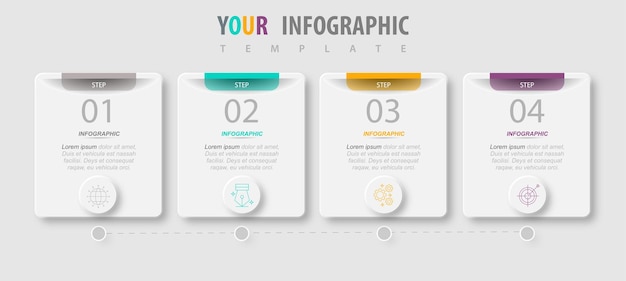 Free vector 4 step business vertical infographic template