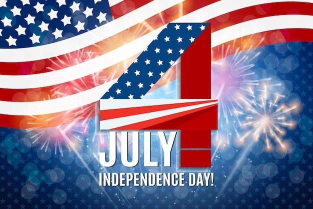 Vector free vector 4th of july independence day of the usa illustration with american flag