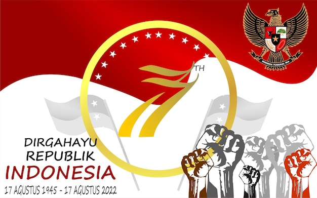 Vettore sfondo di celebrazione del giorno dell'indipendenza della 77a repubblica dell'indonesia