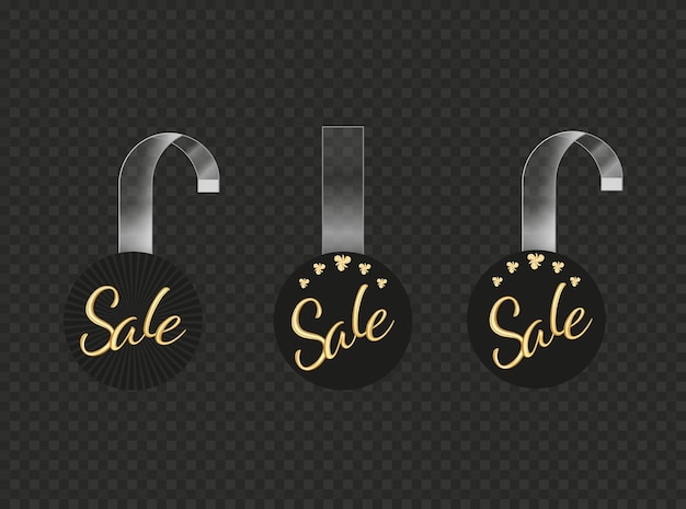 Free vector advertising wobblers black with gold sale