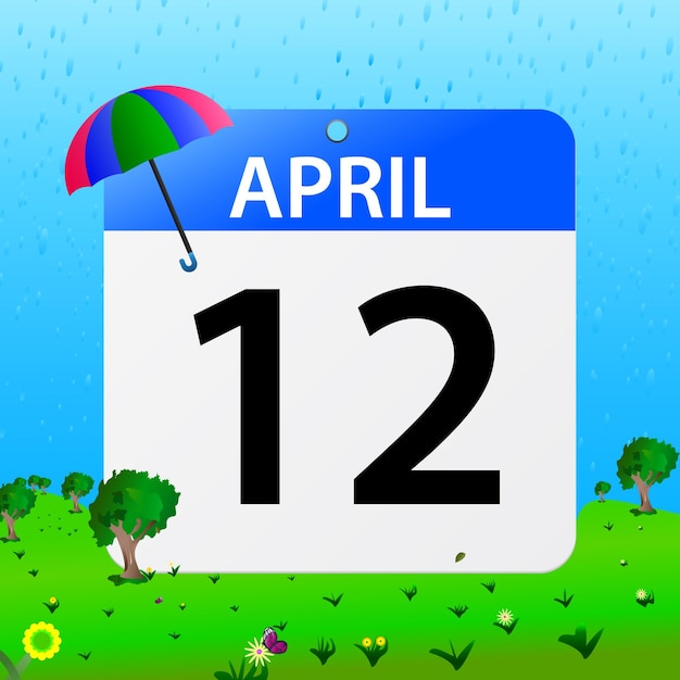 Вектор Свободный вектор апрельские даты на плоском дизайне векторного календаря