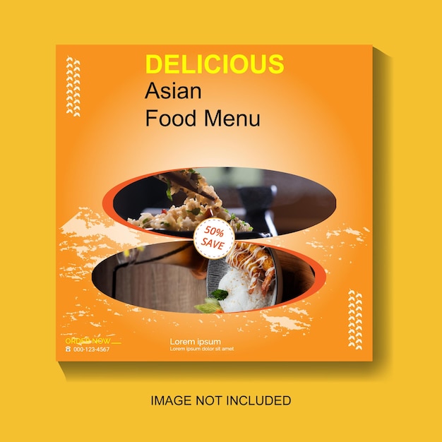 Vettore vettore gratuito asian food delicious social media post template design