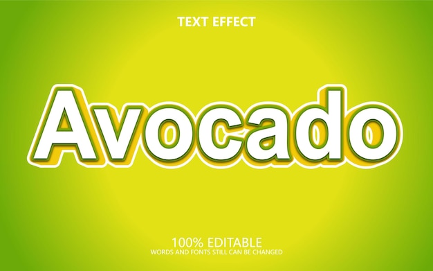 Free vector avocado text effect with 3d style