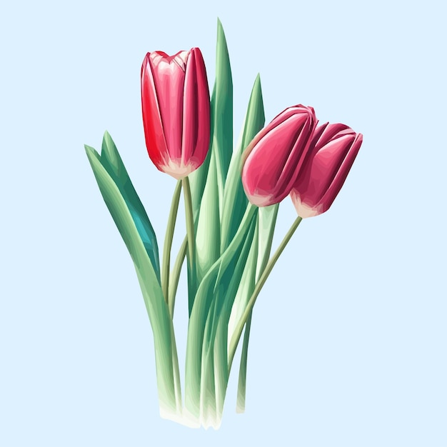 Sfondo vettoriale gratis con tulipani illustrazione disegnata a mano buona festa della mamma modello di design per le vacanze primaverili con tulipano rosa pasqua carina con fiori di coniglietto