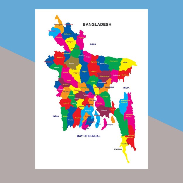 Vettore mappa del bangladesh vettoriale gratis