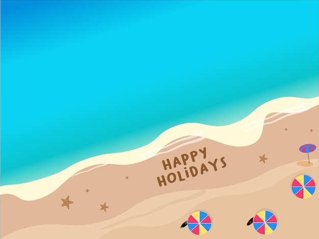 Free vector beach party happy holidays horizontal banner design