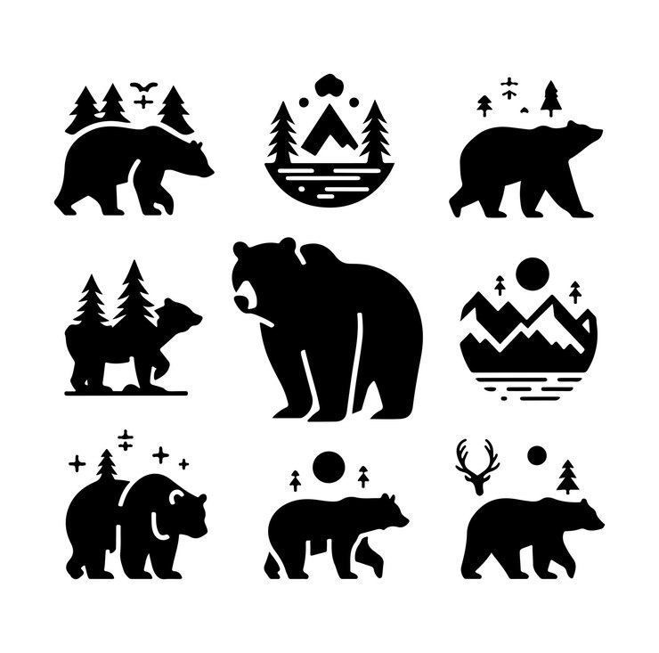 Vector free vector bear silhouettes silhouette