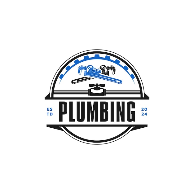 Free vector black blue minimalist plumbing logo design