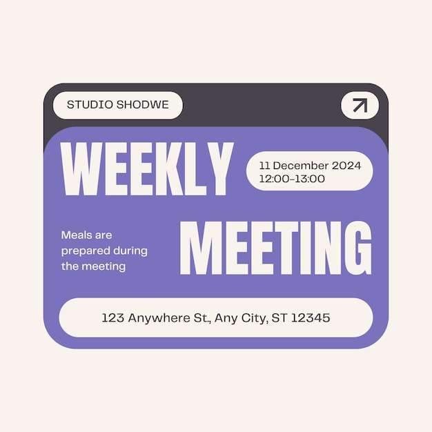 Free vector black purple modern bold weekly meeting