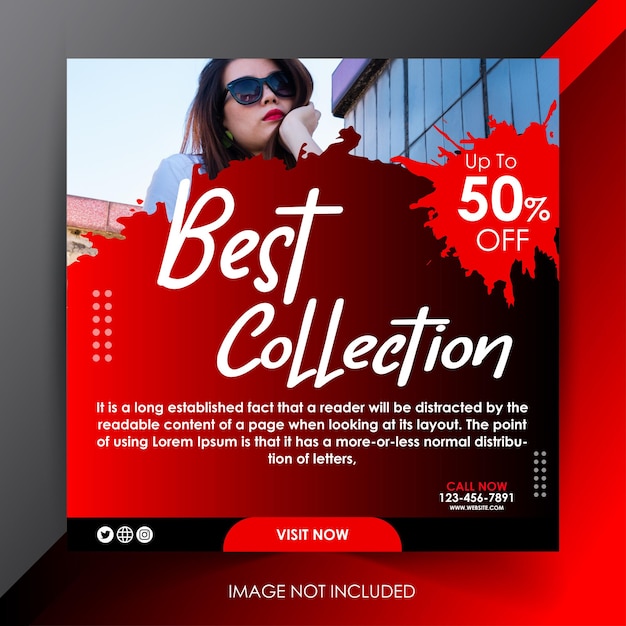 Vector free vector black and red fashion sale social media post templates