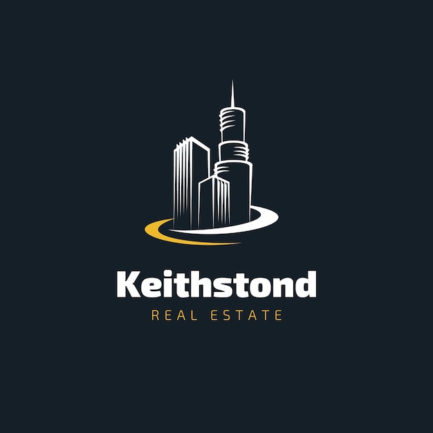 Free vector black white and yellow professional real estate business logo