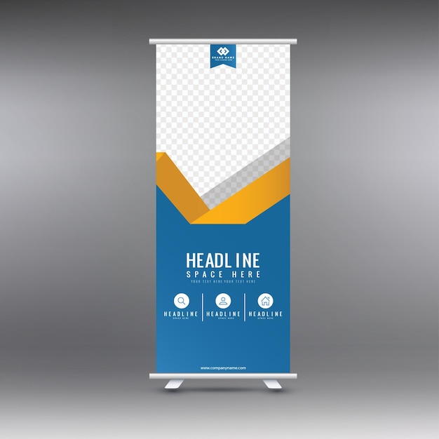 Modello di banner roll up creativo blu vettoriale gratuito