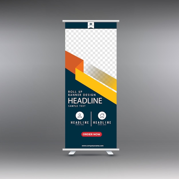 Modello di banner roll up creativo blu vettoriale gratuito