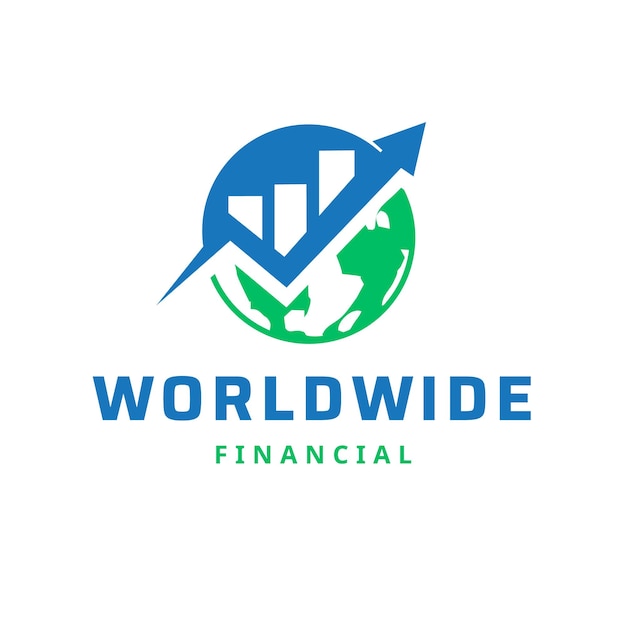 free vector blue and green modern globe with chart financial logo