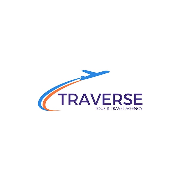 Vector free vector blue and orange travel agency logo